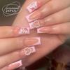 Peças de Unha Quentes Transfronteiriças Estilo Europeu e Americano Manicure Francesa Patch Pó Cor de Contraste Preto Explosões de Comércio Exterior Unhas Postiças Produtos Acabados