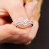 Anillo Cao Shi E-Commerce Diseño Delicado de Doble Corazón de Durazno para Mujer, Incrustado con Zirconia, Anillo Dulce y Exquisito, Joyería Diaria