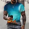 Fábrica de comercio exterior nuevo transfronterizo Halloween 3D digital talla grande tendencia de impresión de camisetas hombre manga corta hombre
