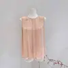 Camisa sin mangas de seda para mujer 2025 Primavera y Verano Nuevo Color Sólido Commuter Encaje Crepé Fantasma 100% Seda de Morera Top