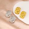 Pendientes Cuadrados Geométricos Textura Cuadrada Acero Inoxidable Diseño de Nicho Oro de 18K Moda Europea y Americana Aretes