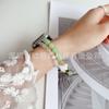 Pulseira de relógio feminina com alça única e elegante, com duas fileiras de contas, para Apple Watch Apple Watch