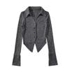 Outono e Inverno novo estilo de desejo puro garota popular cardigã de tricô de manga longa com lapela top elegante slim afina cintura decote V profundo para mulheres