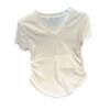 Tiro Real de Diseño Plisado Estilo Puro Lujoso Camiseta de Manga Corta con Cuello en V para Mujer Verano 2024 Nuevo Top Corto Ajustado