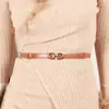 Estilo Coreano Moda Simples Fivela Redonda Elástico Fino Cinto Feminino Fivela Selo Elástico na Cintura Corrente de Cintura Decorativa Vestido Atacado