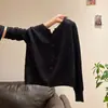 Cárdigan de punto de color avena, estilo coreano, cuello redondo, manga larga, top fino para mujer para usar como capa base en primavera y otoño, casual y adelgazante