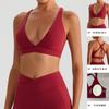 Sujetador Deportivo de Running con Escote en V Profundo Exterior Color Piel Europeo y Americano Moda Espalda Cruzada A Prueba de Impactos Push-Up Ropa de Yoga Lencería para Mujeres