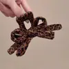 Pinza de clip para el pelo con estampado de leopardo retro de otoño e invierno coreana, Pinza de tiburón femenina, Pinza completa para el pelo en la parte posterior de la cabeza, Gama alta