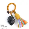 Chaveiro de coração de pedra natural transfronteiriço, pingente de bolsa estilo boho, pingente de carro, acessório de vestuário, pingente de ametista esculpido