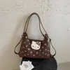 Bolso de hombro de diseño retro de lunares estilo coreano, bolsa de mano tipo tote de gran capacidad para el trabajo, mochila casual ligera para niñas