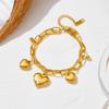 Pulsera de acero inoxidable de moda europea y americana transfronteriza de amor de doble capa para mujer, moda, corazón, bola de acero, joyería, accesorios de moda que combinan con todo
