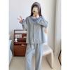 Pijama de Algodón Jacquard para Mujer en Primavera y Otoño, Conjunto de Cárdigan Dulce de Manga Larga y Cuello Redondo, Ropa Casual para Estudiantes en Casa que se Puede Usar Afuera