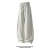 Calça de moletom larga de algodão patchwork floral cinza retrô americana com cordão na cintura elástica, comprimento até o chão para homens e mulheres, estilo casal
