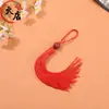 Venta al por mayor de fábrica cuentas grabado traer riqueza colgante de coche decoración de ropa colgante borla fleco cuentas de madera borla roja