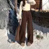 Jeans Feminino Marrom de Cintura Alta Wide Leg Outono e Inverno 2024 Moda Nova Solto Emagrecedor Reto Marrom Calça Mop