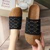 Pantuflas Tejidas de Ratán Transpirables y Antideslizantes con Borde de Encaje para Uso en Interiores, Hechas de Lino, Huecas y Cómodas para Hombres y Mujeres