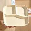Plato dividido transfronterizo de plástico para una sola porción plato de comida rápida plato de frutas plato para perder peso plato cuadrado de tres compartimentos uso comercial