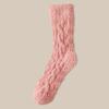 Meias de Lã Coral para Casal Cor Sólida Cano Médio Lã Felpuda por Dentro Meias Grossas Quentes de Inverno à Prova de Frio Meias de Chão para Casa/Dormir