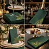 Servilleta de Papel con Rama y Hoja en Relieve Dorado Verde Oscuro Servilleta de Papel para Banquete de Lujo Ligero Retro Servilleta de Papel para Boda Cena Fiesta de Compromiso Colocación de Platos