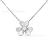 Fanjia Versión Alta Oro Rosa Pétalos Llenos de Diamantes Trébol Collar Pendiente de Flor de Trébol de un Solo Diamante Cadena para Clavícula