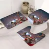 Juego de tres piezas de alfombrilla de baño navideña transfronteriza, alfombrilla de baño absorbente, alfombrilla antideslizante de franela para inodoro y lavabo