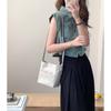 Bolsa Pequena Tipo Balde em Couro Vegetal Estilo Vintage 2026 Novo Modelo Couro Genuíno Bolso Interno de Encaixe Bolsa de Ombro Transversal para Mulheres