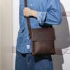 Bolso de Hombro para Hombre de Cuero Genuino Personalizado de Fábrica, Bolso de Hombre Sencillo y Moderno, Bolso Cruzado Retro de Cuero Crazy Horse, Bolso para Hombre