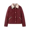 Comercio Exterior Transfronterizo Moda Estilo Europeo y Americano Otoño e Invierno 2025 Nuevo Moda Casual Cuello a Cuadros Cuadros de Diamantes Pequeño Aroma Abrigo de Algodón