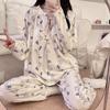 Novos Pijamas para Mulheres na Primavera e Outono Algodão Imitado com Bojos, Mangas Longas, Desenhos Animados Doces, Podem Ser Usados Fora, Conjunto de Roupas para Casa Little Red Book