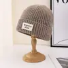 Gorro de Punto Cálido de Color Sólido para Mujer Otoño e Invierno, Gorro de Punto Versátil con Letras, Gorro a Prueba de Viento para Exteriores al por Mayor