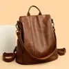 Mochila para Mulheres, Moda Estilo Coreano 2026 Novo Modelo, Bolsa Versátil de Couro de Vaca para Mulheres, Mochila Multifuncional Antifurto de Couro Macio
