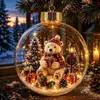 Adorno de bola luminosa transparente navideño transfronterizo, bola de cristal 3D, decoración de escena de ambiente festivo para árbol de Navidad, adorno colgante