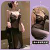 Lencería Sexy con un Hermoso Vestido Largo de Cola de Pez Transparente, Tentación de Escote en V Profundo, Camisola de Malla Transparente con un Ambiente Elegante