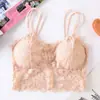 Nuevo Sujetador Bandeau de Encaje Transpirable Sexy Versátil Camisola de Verano Anti-Exposición con Almohadillas Pecho Bandeau Básico para Damas