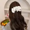 Pinza de Garra Flor de Encaje Satinado para Mujeres Peinado Semirecogido Pinza Banana Negra para Mujeres Lunares Tacto de Alta Gama Pinza de Pelo con Lazo Accesorios para el Cabello