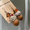 Pendientes Ámbar Marrón Maillard Nuevos Populares Pendientes de Botón Estilo Hong Kong para Mujer Color Café Lujo Ligero Pendientes de Gama Alta