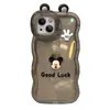 Muñeco de Mickey de la Suerte Adecuado para Apple 13 Promax Funda para Teléfono Móvil con Doble Soporte 16 Silicona Transparente 15 Anticaídas 14 Suave