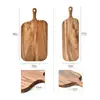Tabla de cortar exclusiva de madera de acacia transfronteriza, plato para bistec para cocina occidental, tabla de cortar para charcutería y frutas con asa, tabla de cortar de madera para pan