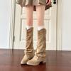 Botas Largas de Mujer Estilo Nuevo Otoño e Invierno 2026, Botas de Montar con Tacón Grueso, Botas de Caña Larga, Botas Arrugadas de Punta Fina, Botas Hasta la Rodilla