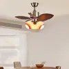 Luz de ventilador para sala de jantar, sala de estar, quarto estilo retrô americano, luz de ventilador de teto vintage francês, luz de ventilador silencioso de frequência variável com folhas de bananeira