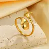 Moda Europeia e Americana Anel Exagerado de Aço Inoxidável para Mulheres Ouro 18K Simples Estilo Ins Anel de Design de Ponta Joias Atacado