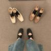 Zapatos de Ballet de Tacón Grueso con Correa Cruzada Vintage para Mujer 2024 Nuevos Punta Cuadrada Nicho Suela Blanda Zapatos Mary Jane