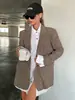 Elegante Traje de Estilo Commuter con Cuello de Solapa, Cuadros, Mangas Largas para Mujer, Estilo Europeo y Americano Transfronterizo, Nuevo Estilo