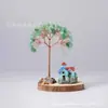 Casa de caricatura árbol de cristal natural creativo decoración de la suerte manualidades creativas de oficina base de madera árbol de la fortuna de cristal