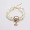 Collar de Perlas de Doble Capa para Mascotas Transfronterizo Collar de Perlas para Gato Perro Colgante de Piedra Preciosa Collar de Princesa para Gato Cadena para el Cuello