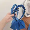 Diadema de Mezclilla Azul con Cinta para Niñas, Diadema Trenzada Retro, Pinza para el Cabello Trenzada Retorcida Estilo Coreano, Accesorio para el Cabello de Niña