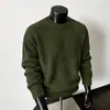 Suéter casual de punto grueso, suéter versátil de color liso con cuello redondo, suelto y de manga larga para jóvenes