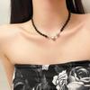 Colar de Miçangas Estilo Francês Retrô Coração Feminino Luxo Leve Nicho Corrente de Colar de Alta Qualidade Único Simples Versátil Corrente de Lã Tendência