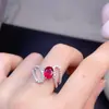 Atacado de Fábrica Popular Anel Natural Novo de Rubi Queimado Prata S925 Incrustado Pedra Principal 6x8mm Venda Quente na Europa e nos Estados Unidos