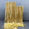 Tecido Stretch com Hot Stamping Dourado Prateado Cortina Espelho Casamento Tecido Plissado Cortina de Casamento Fundo de Tecido Dourado
